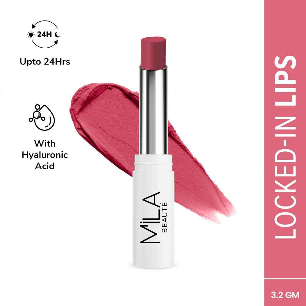Buy Mila Beaute Non-Transfer Matte Locked-In Lipstick - 5 Peachy Pink, 3.2 gm - Purplle