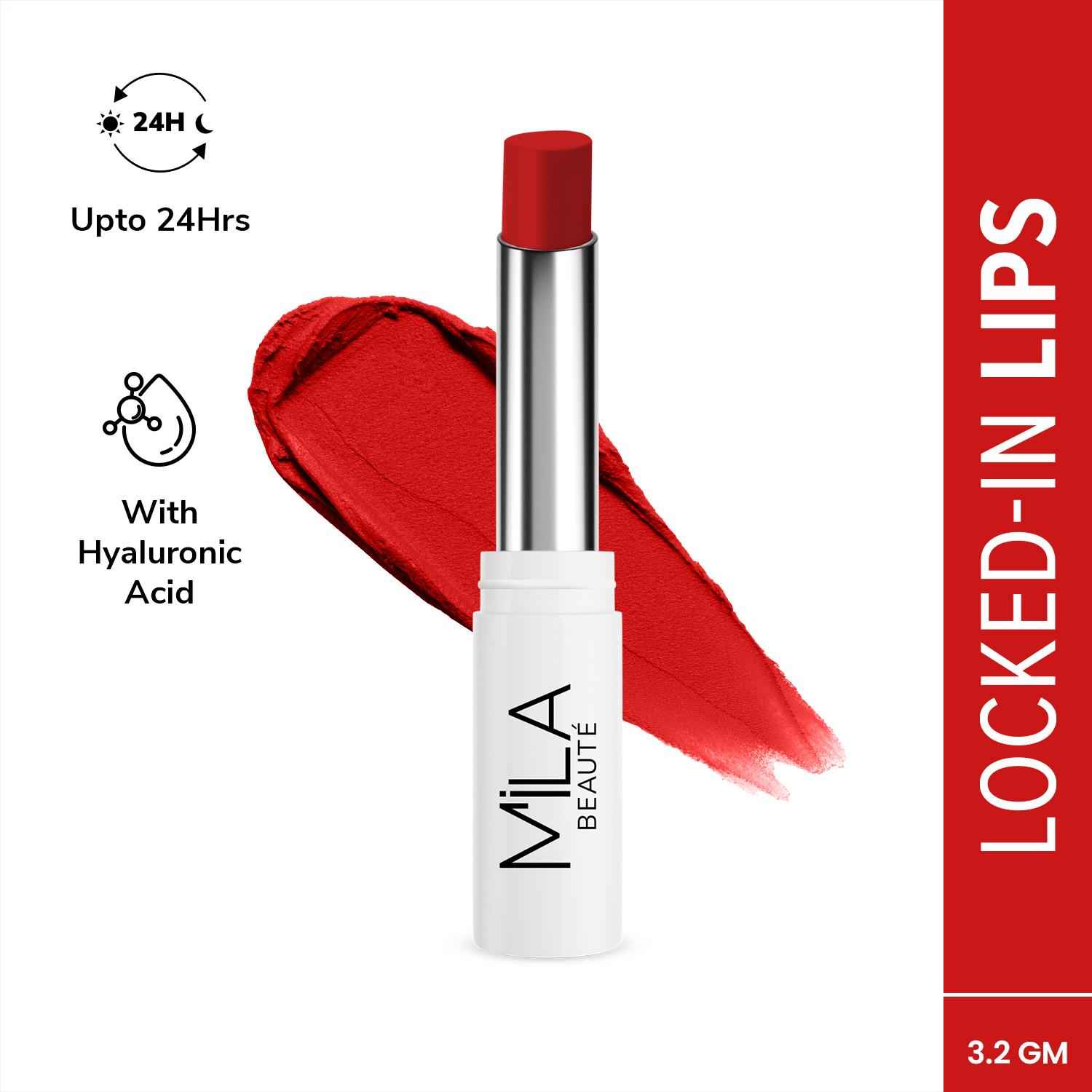 Buy Mila Beaute Non-Transfer Matte Locked-In Lipstick - 12 Fresh Tomato, 3.2 gm - Purplle