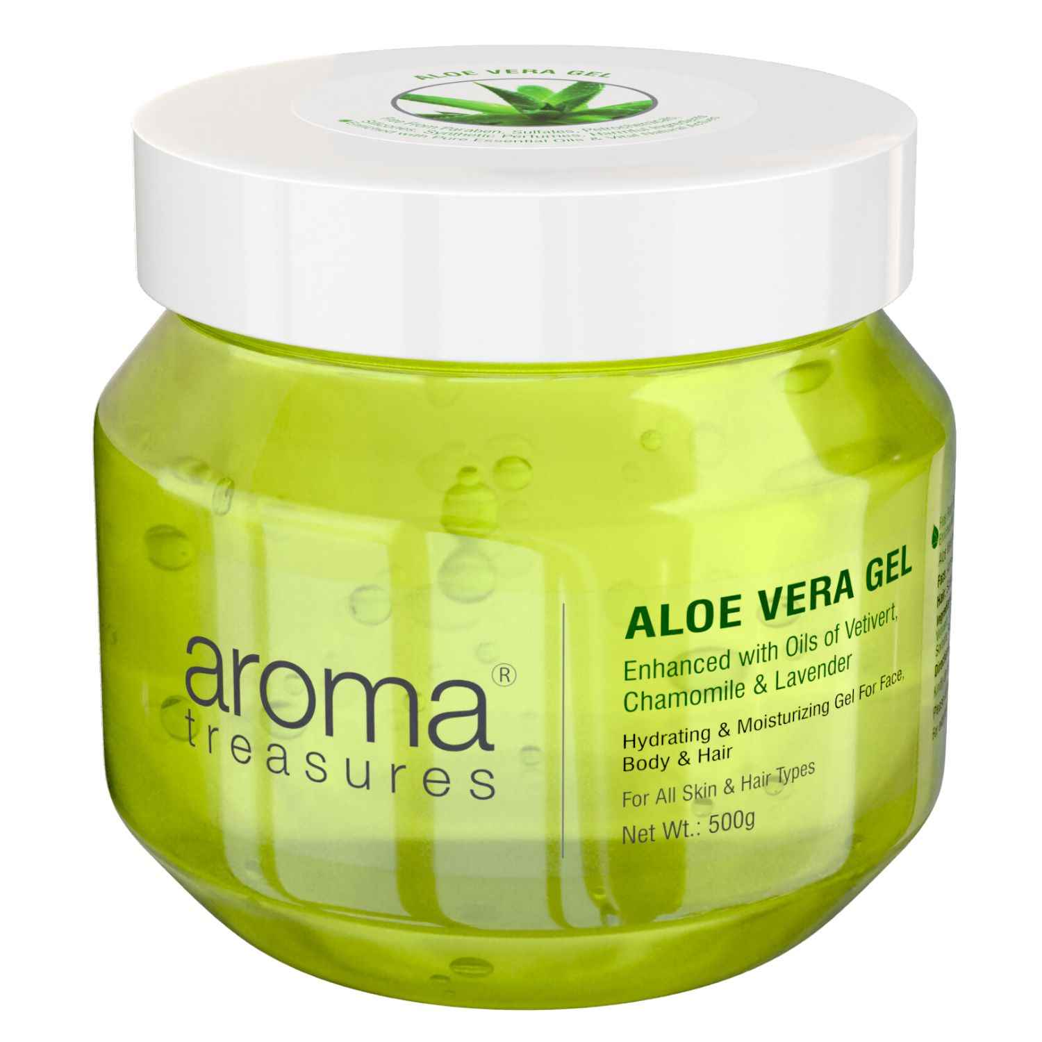 Buy Aroma Treasures aloe vera gel for face, skin, body & hair | Paraben free aloevera gel for glowing skin suitable for men & women - 500 gm - Purplle