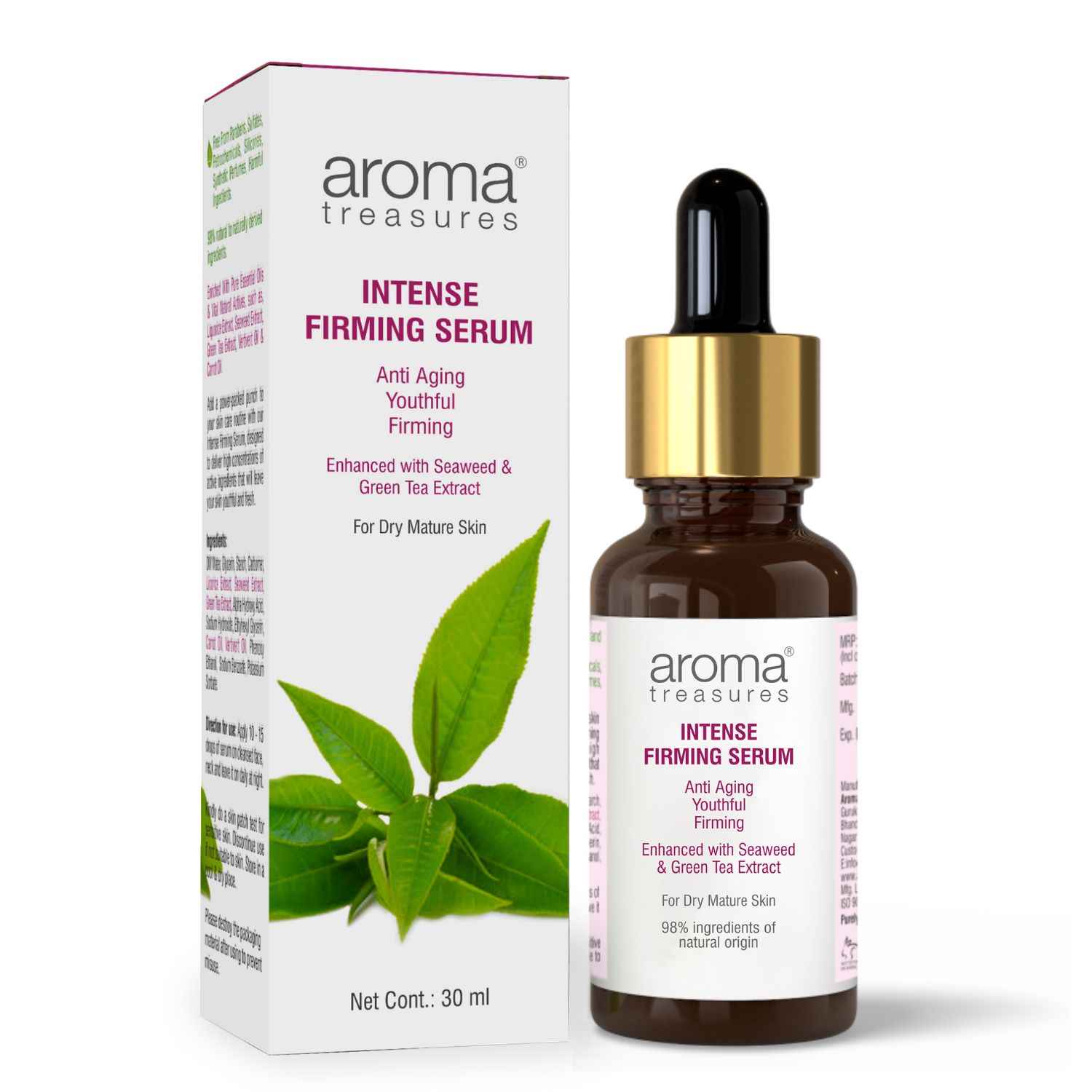 Buy Aroma Treasures Intense Firming anti ageing face serum for dry mature skin type - 30 ml | 96% Natural to Naturally Derived Ingredients | enriched with Seaweed & Green Tea extracts - 30 ml - Purplle