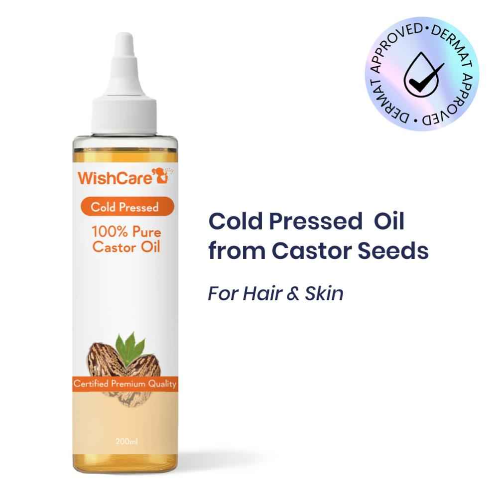 Buy WishCare 100% Pure Cold Pressed Castor Oil For Healthy Hair & Skin|Strengthens Hair Roots|Mosturizes & Nourishes Skin|For Men & Women|200 ml - Purplle