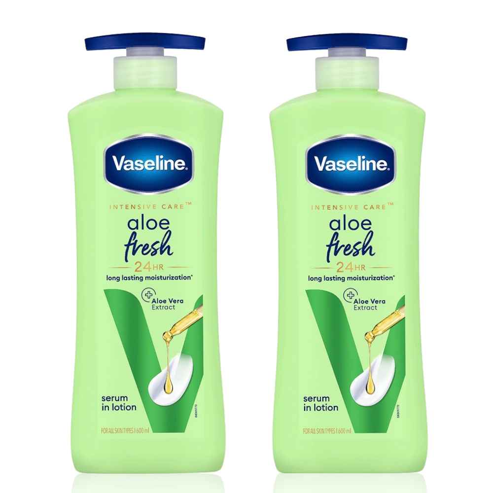 Buy Vaseline Aloe Fresh Body Lotion 24 HR Long Lasting Moisturisation with Aloe Vera extract (600 ml) Pack of 2 - Purplle