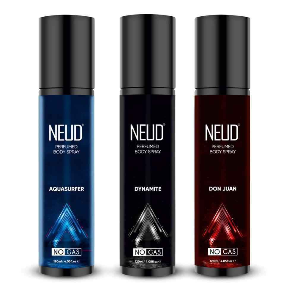 Buy NEUD 3-in-1 Perfumed Body Sprays for Men, Long-Lasting Deodorants, No Gas, No CFC Formula - 3 x 120ml Each, 360 ml - Purplle