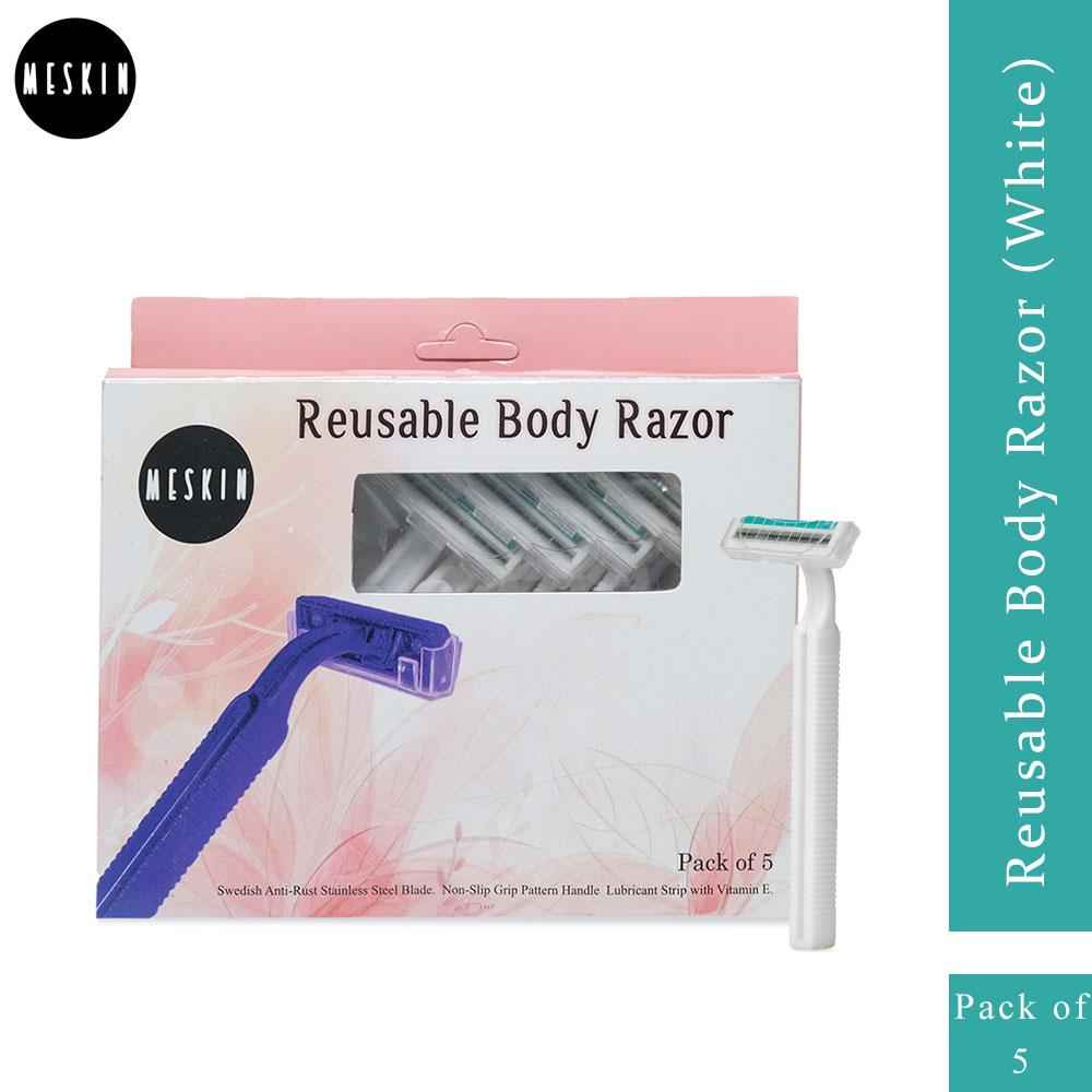 Buy Meskin Reusable Body Razor Pack of 5 White - Purplle