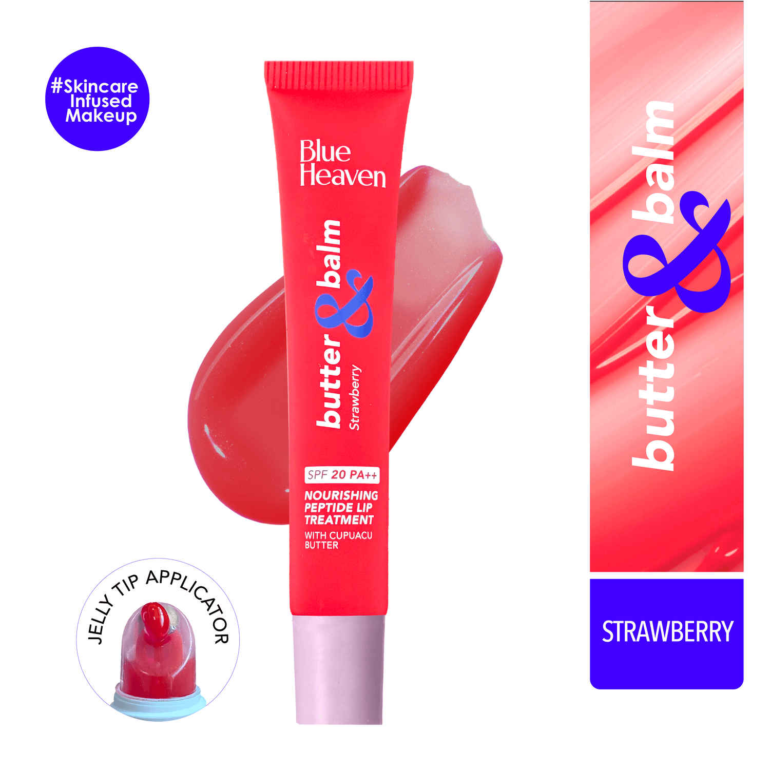 Buy Blue Heaven Butter & Balm | Tinted Lip Balm with spf 20 PA++ Infused with Cupuacu Butter & Peptide Smoothing & Mmoisturizing | UVA/UVB Rays Protection | 15 gm | Strawberry - Purplle