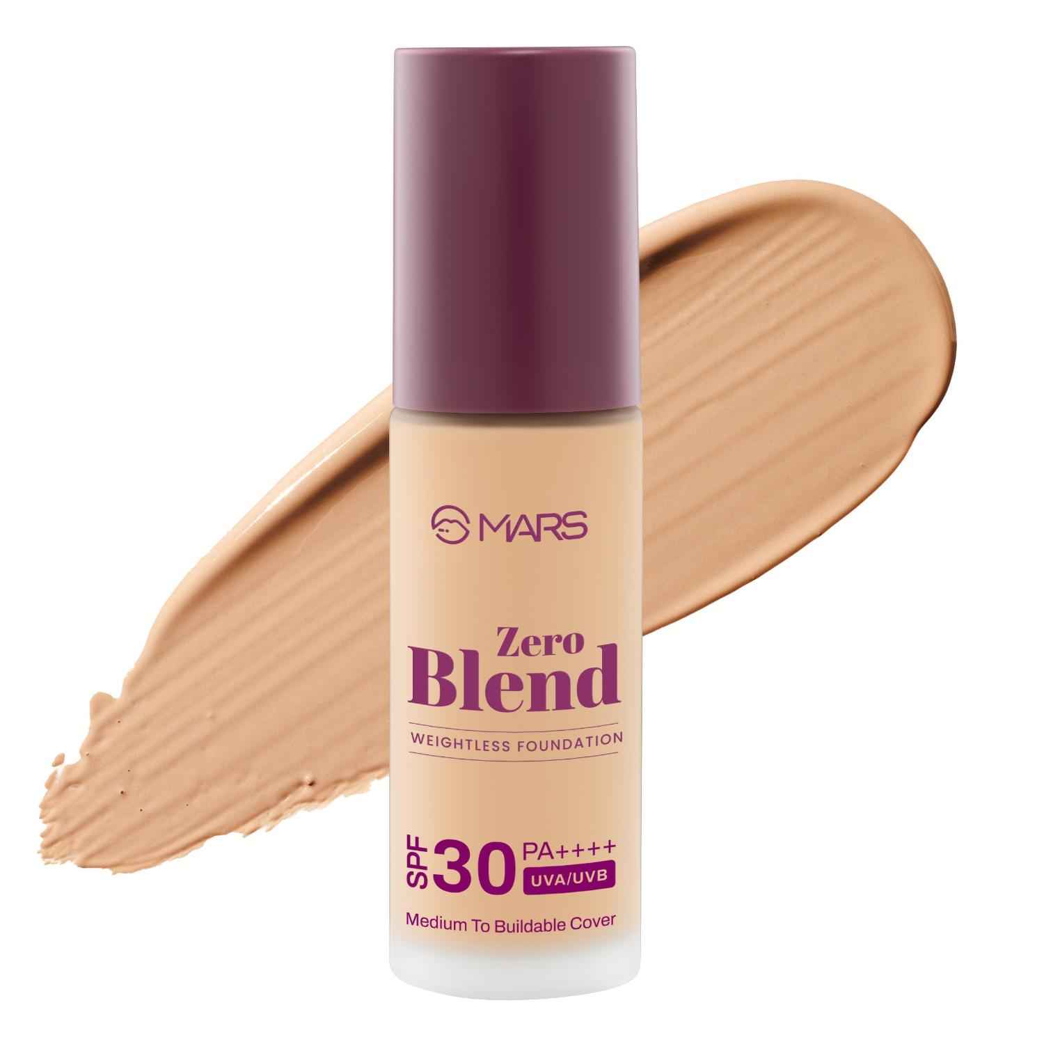 Buy MARS SPF30 PA++++ Zero Blend Weightless Liquid Foundation for Makeup ( 30 ml ) (08-HONEY NECTAR) | Lightweight & Long-Lasting | Matte Finish | Buildable Coverage | Sweat-Proof | Hydrating Formula - Purplle