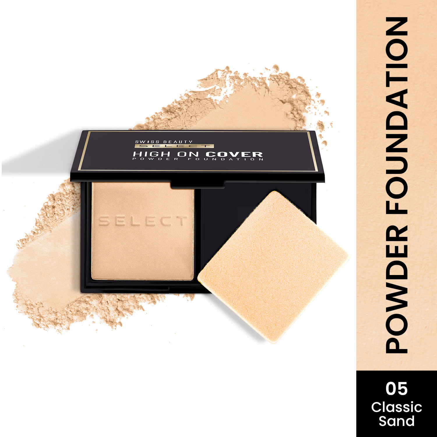 Buy Swiss Beauty Select High On Cover Powder Foundation with Sponge | Waterproof & Oil Controlling|16-Hour Wear -5 Classic Sand 5.5 gm - Purplle