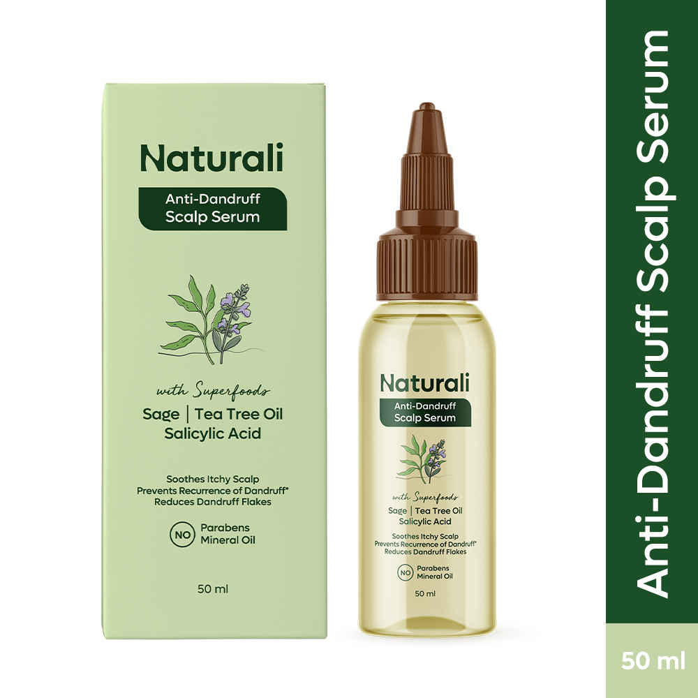 Buy Naturali Anti-Dandruff Scalp Serum With Sage, Tea Tree Oil & Salicylic Acid Reduces Dandruff Flakes 50 ml - Purplle