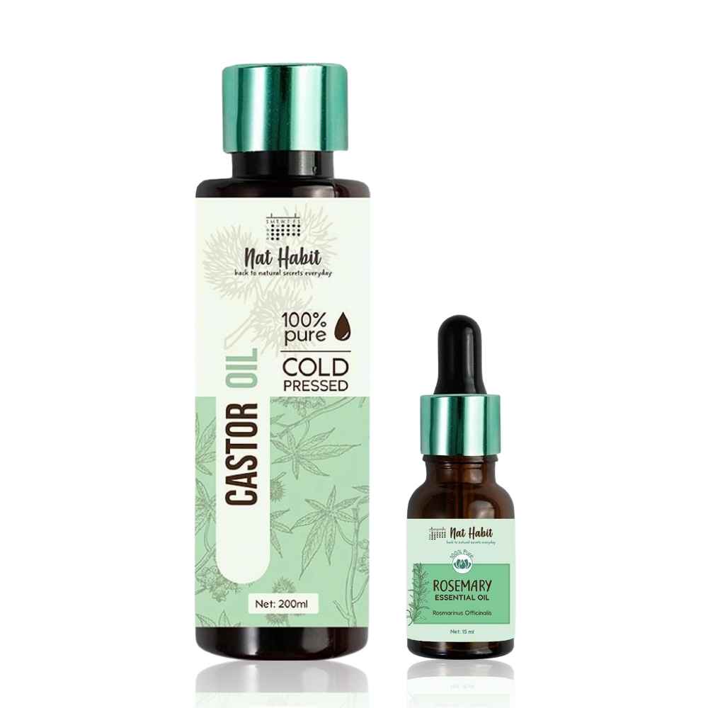 Buy Nat Habit 100% Pure Cold Pressed Castor Oil & Rosemary Essential Oil Combo - Combo of 2 - Purplle