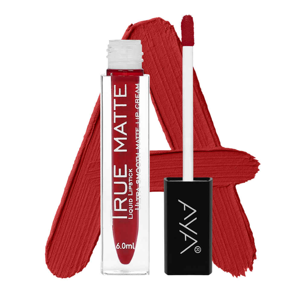 Buy AYA True Matte Liquid Lipstick, Ultra Smooth Matte Lip Cream, 02 Blood Red, 6 ml - Purplle