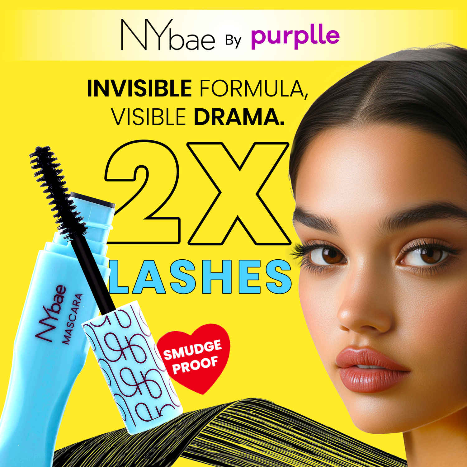 Buy NY Bae Long Lash Mascara - Intense Black (6 ml) | Mini Mascara | Volume + Length + Curl Effect | Thick Eyelashes | Smudgeproof | Dries Quickly | Eye Makeup | Travel Pack - Purplle