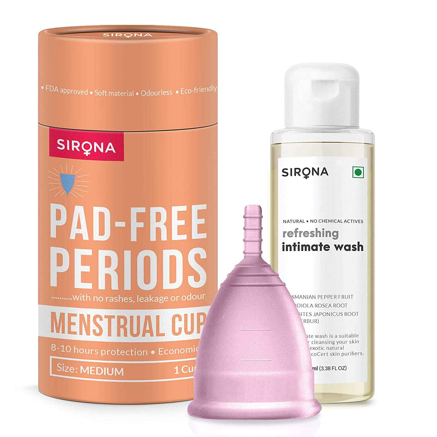Buy Sirona Mestrual cup Medium with mestrual cup wash 2 Pcs - Purplle