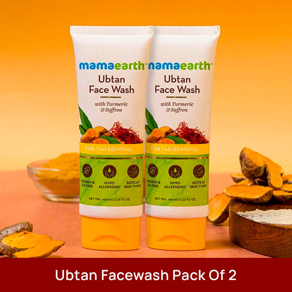 Buy Mamaearth Ubtan Natural Face Wash For All skin type With Turmeric & Saffron For Tan Removal And Skin Brightning (100 ml) Pack Of 2 - Purplle