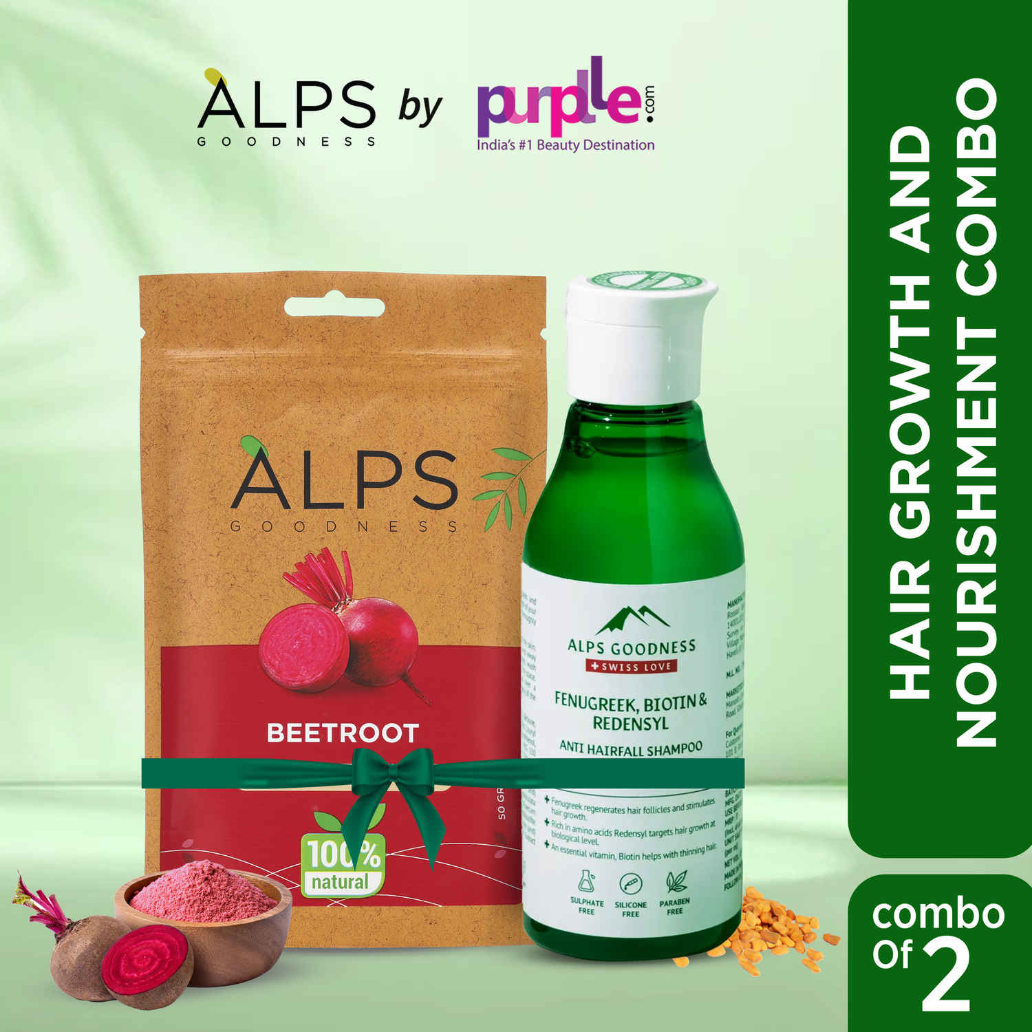 Buy Alps Goodness Hair Growth & Nourishment combo | Beetroot Powder (50 gm) | Fenugreek Biotin and Redensyl Anti Hairfall Shampoo for All Hair Types (150 ml) - Purplle