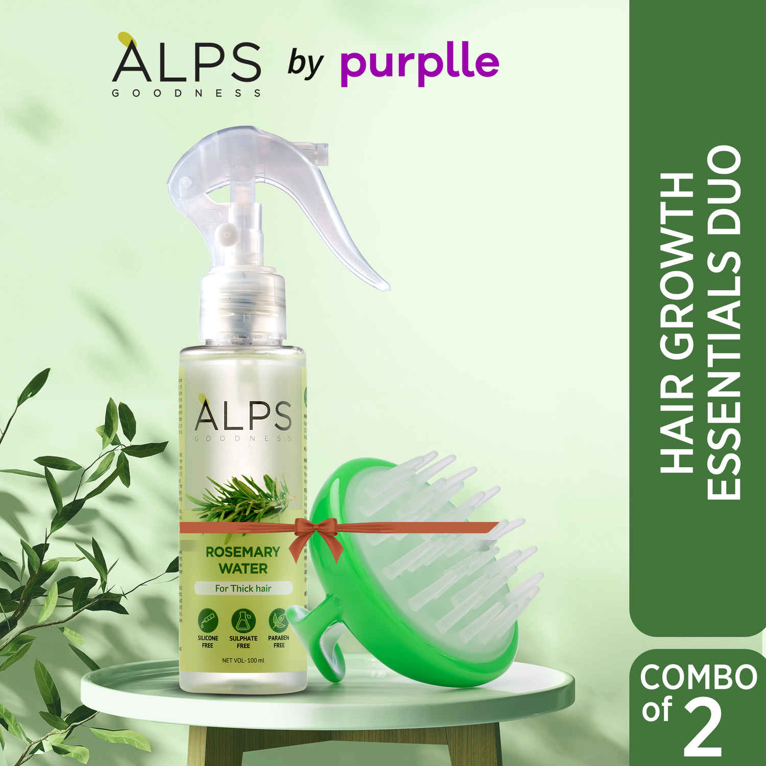 Buy Alps Goodness Hair Growth Essentials Duo with Rosemary Water Spray (100 ml) & Scalp Massager| Hair Growth Expert | Thick-Long Hair | Scalp Health - Purplle
