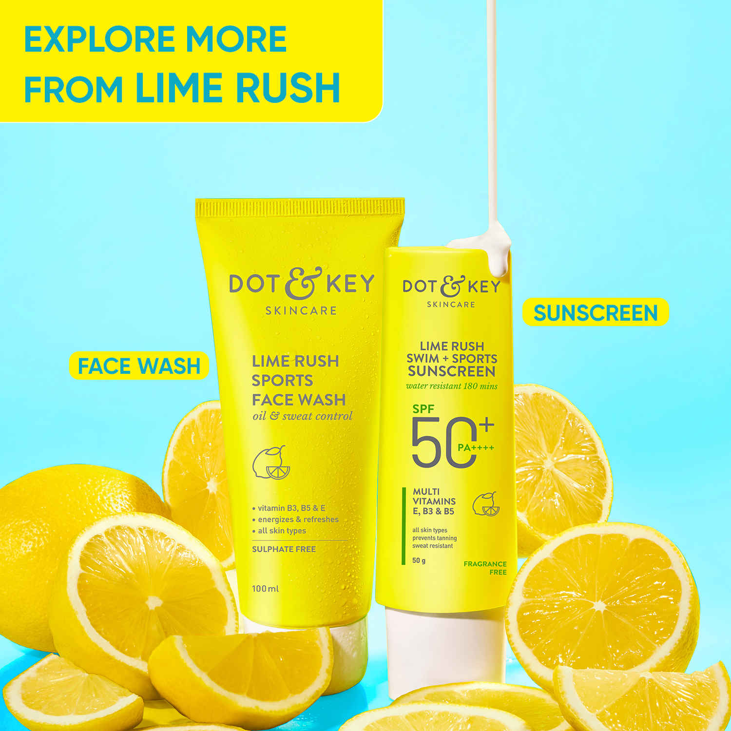 Buy Dot & Key Lime Rush Skin Care Duo | Face Wash & Sunscreen - 150 gm - Purplle