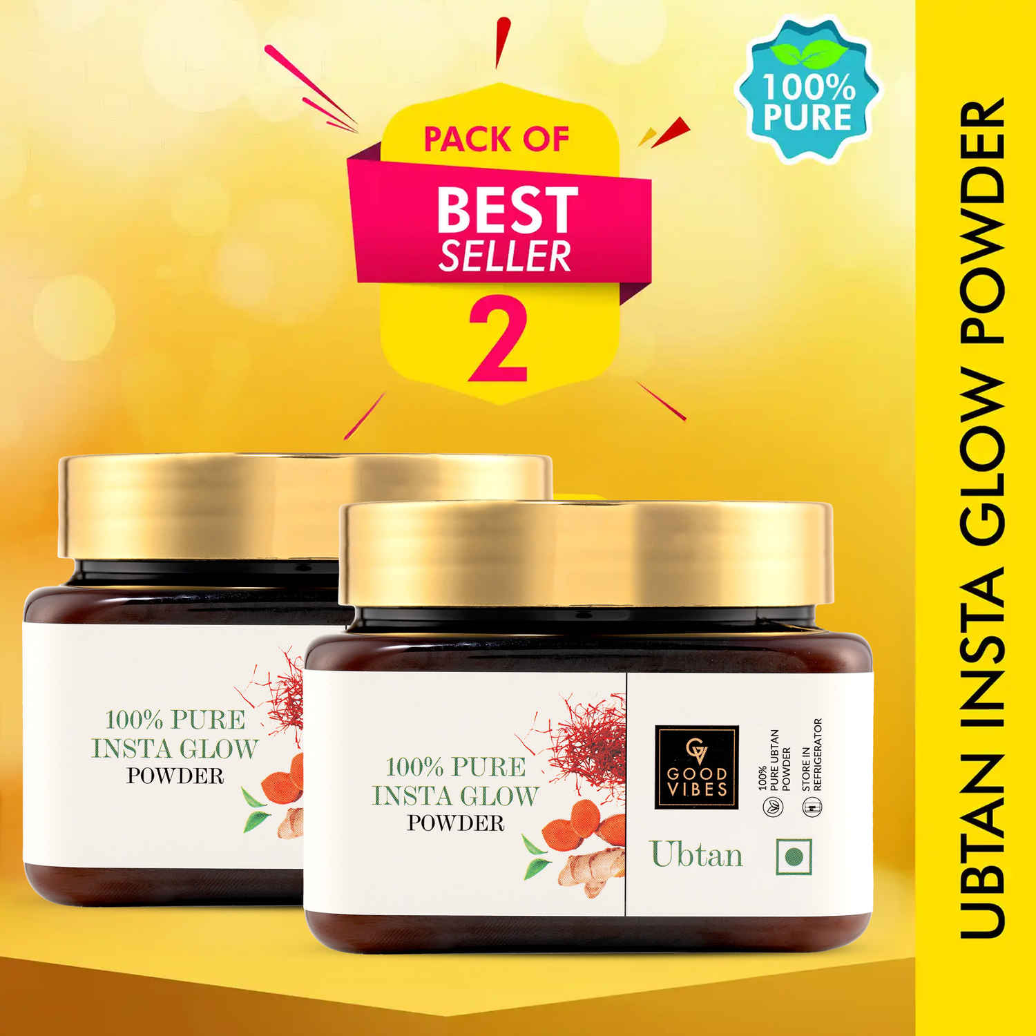Buy Good Vibes Ubtan Insta Glow Powder | 100% Natural (Pack of 2) (150 gm) - Purplle