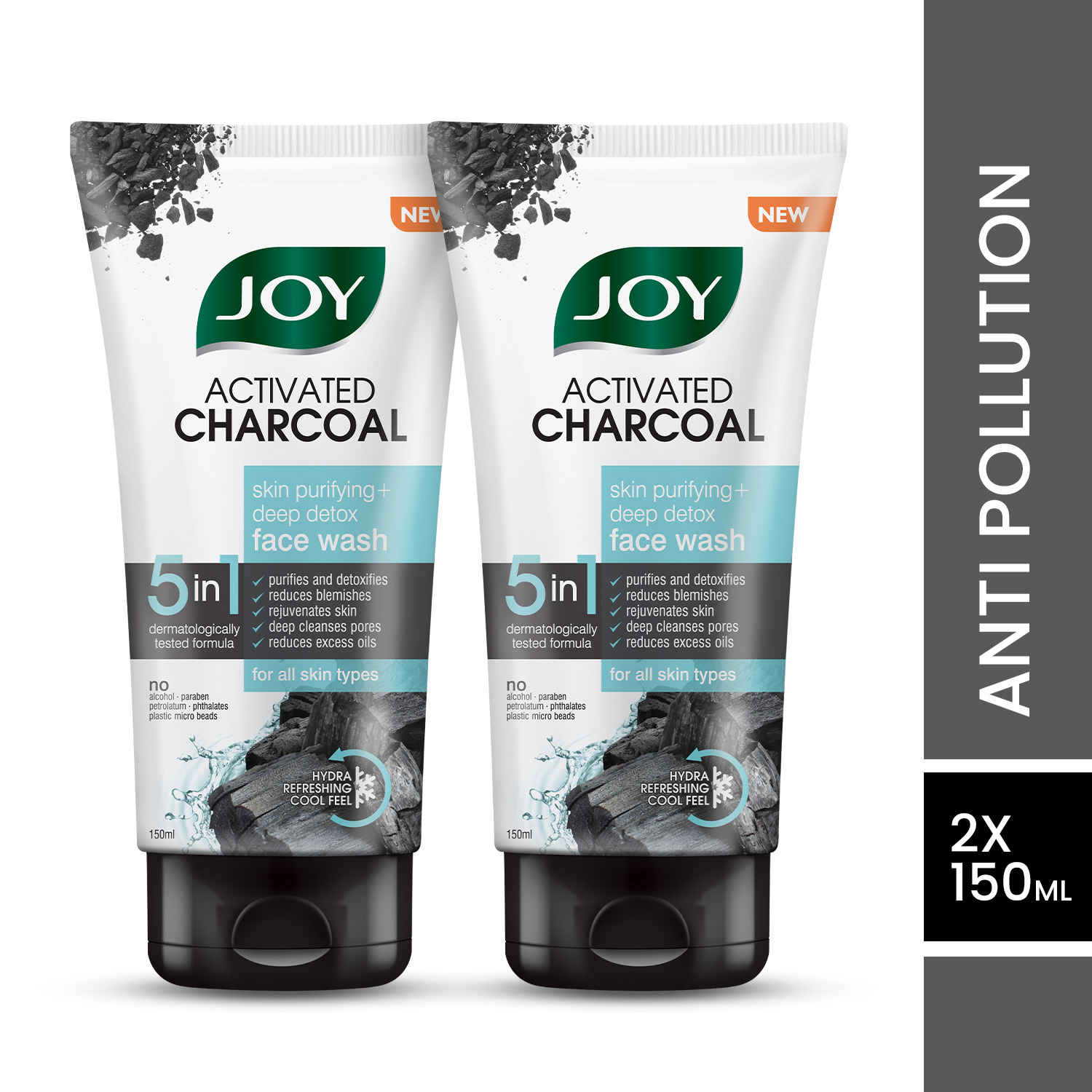Buy Joy Skin Purifying & Deep Detox Activated Charcoal Face Wash For All Skin Types (Combo Pack 2X150 ml) - Purplle