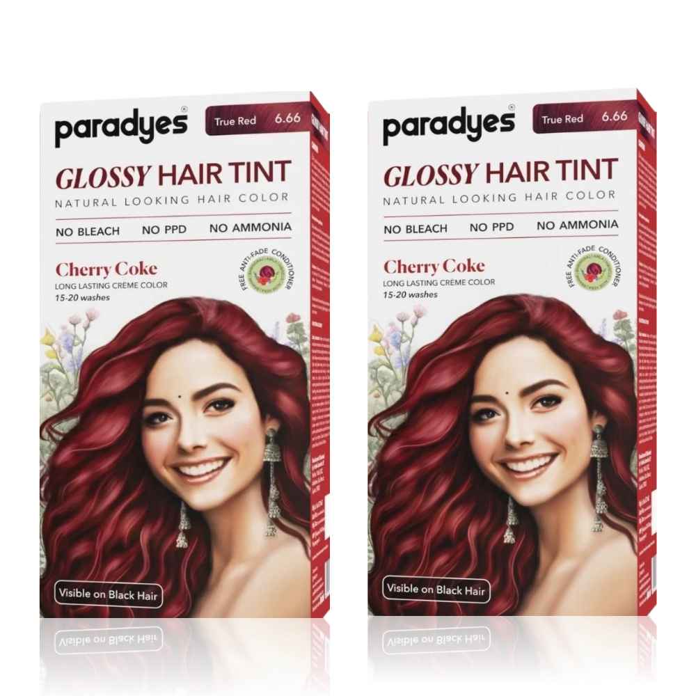 Buy Paradyes Cherry Coke Glossy Hair Tint Semi-Permanent Creme Color For Natural Black Hair (Pack of 2) - Purplle