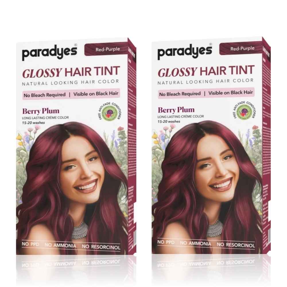 Buy Paradyes Berry Plum Glossy Hair Tint Semi-Permanent Creme Color For Natural Black Hair (Pack of 2) - Purplle