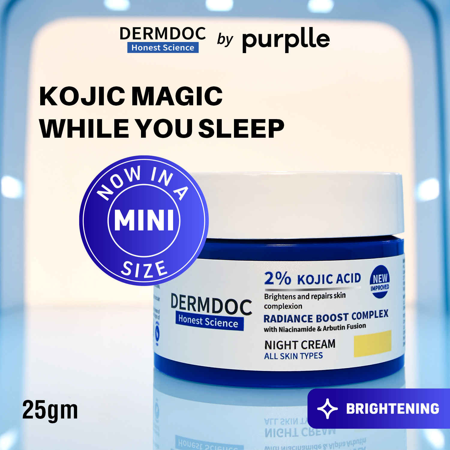 Buy DERMDOC 2% Kojic Acid Glow Fusion Formula Night Cream (25 gm) | Skin Brightening I Targets Pigmentation I With Niacinamide & Alpha Arbutin - Purplle