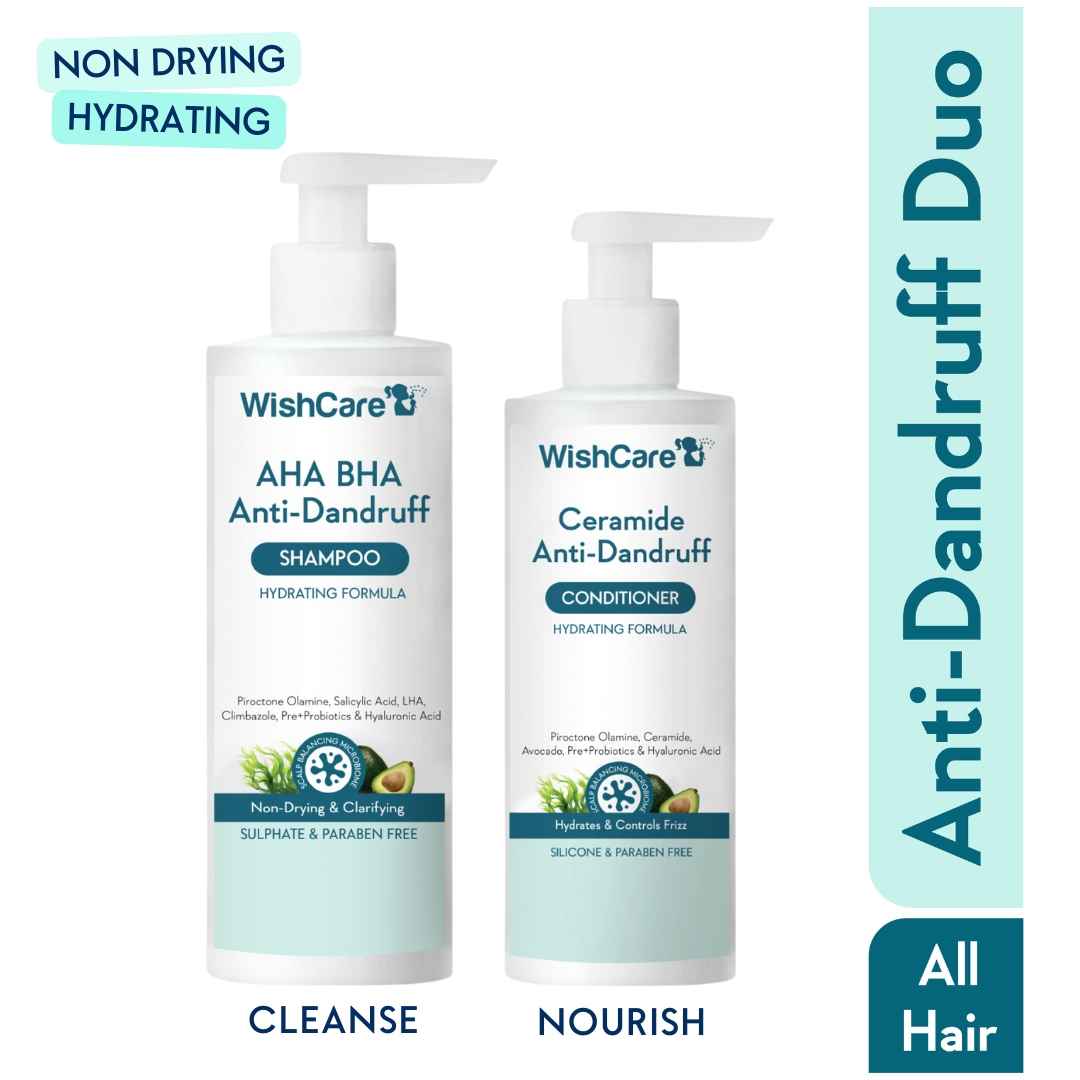 Buy WishCare Hydrating AHA BHA Anti Dandruff Shampoo & Ceramide Conditioner Duo - Combo of 2 - Purplle