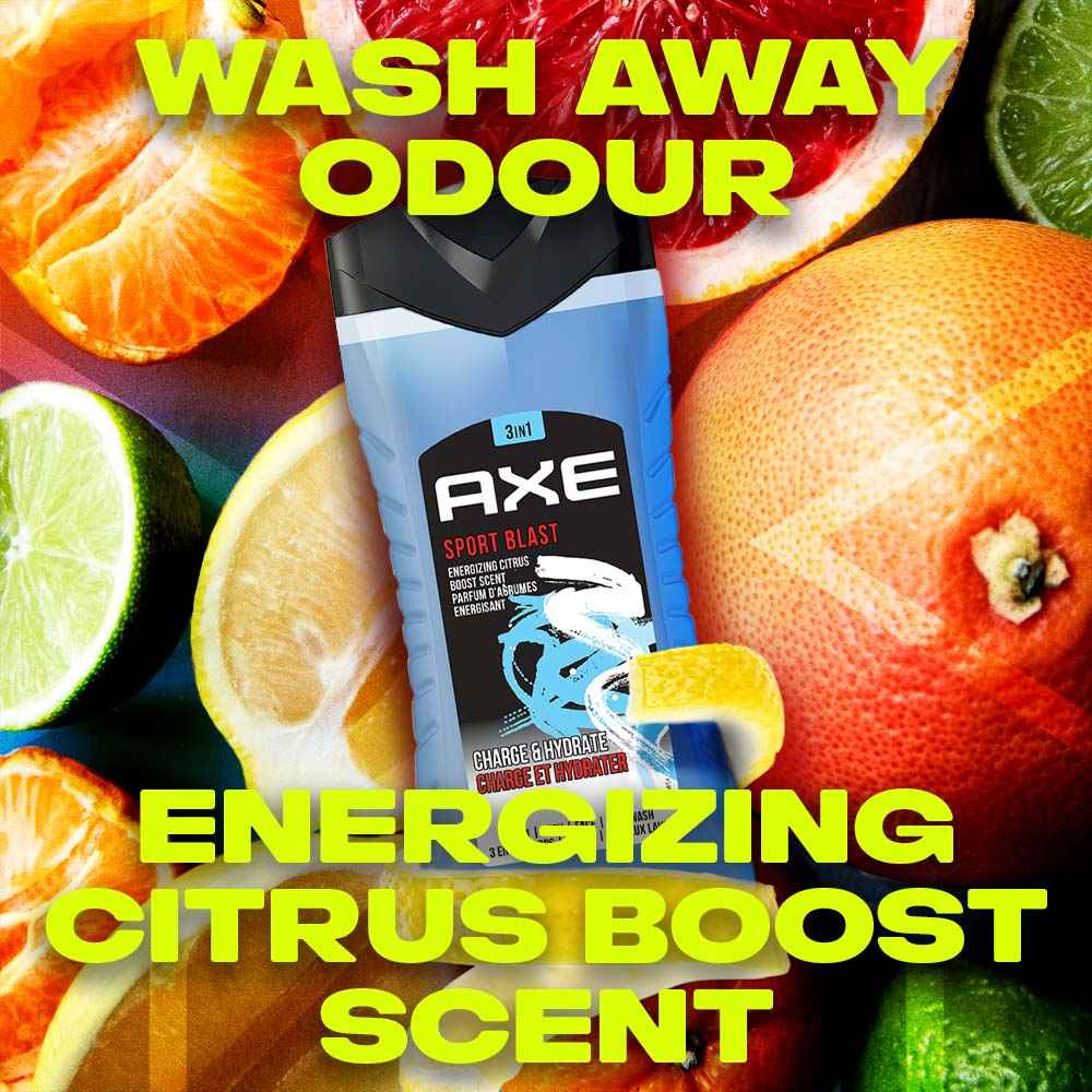 Buy Axe Sports Blast 3 In 1 Body, Face & Hair Wash for Men, Long-Lasting Fragrance, 250ml - Purplle