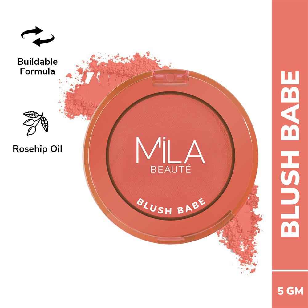 Buy MILA BEAUTE Blush Babe Powder Blush 02 Peach Soda, 5 gm - Purplle