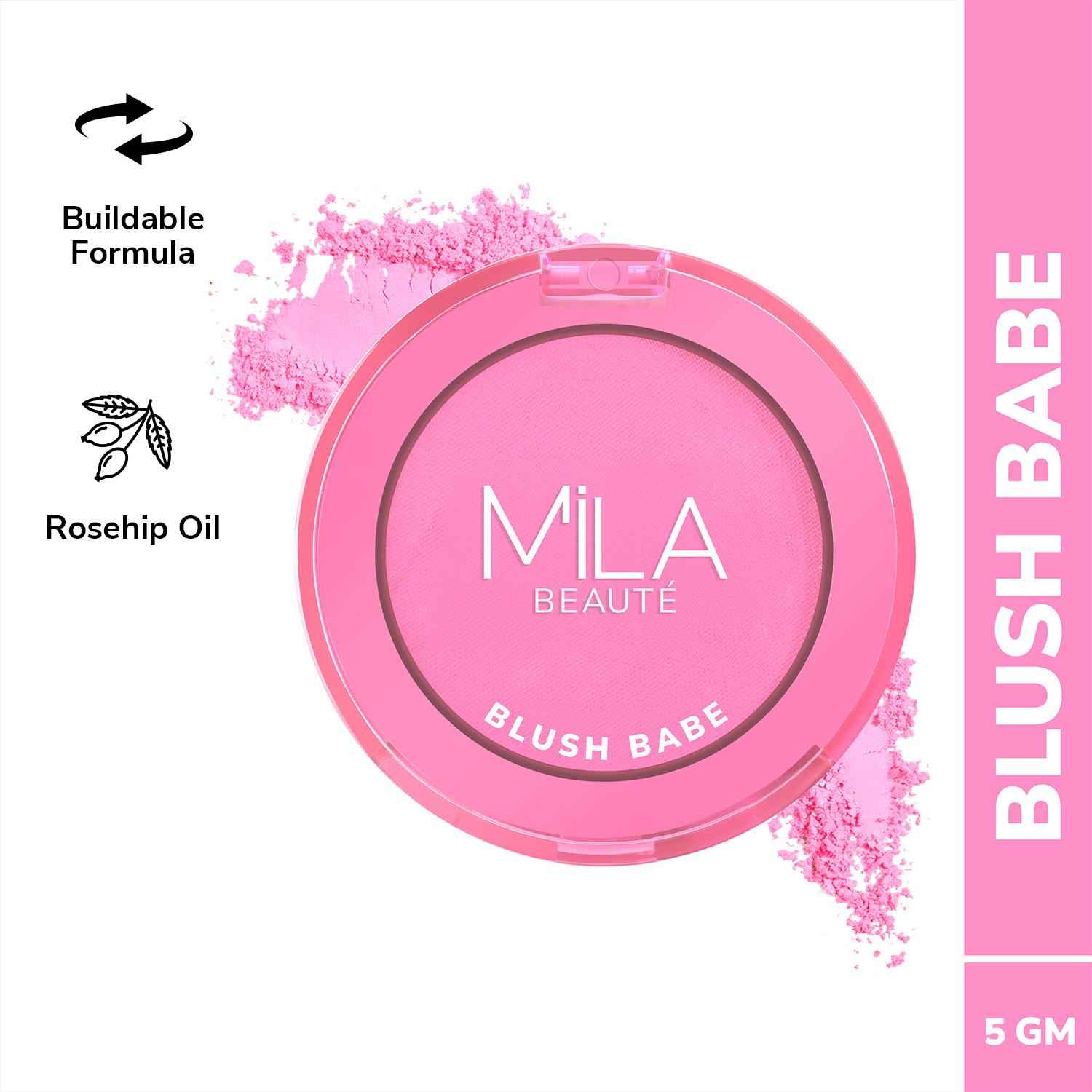 Buy MILA BEAUTE Blush Babe Powder Blush 04 Cosmo Pink, 5 gm - Purplle