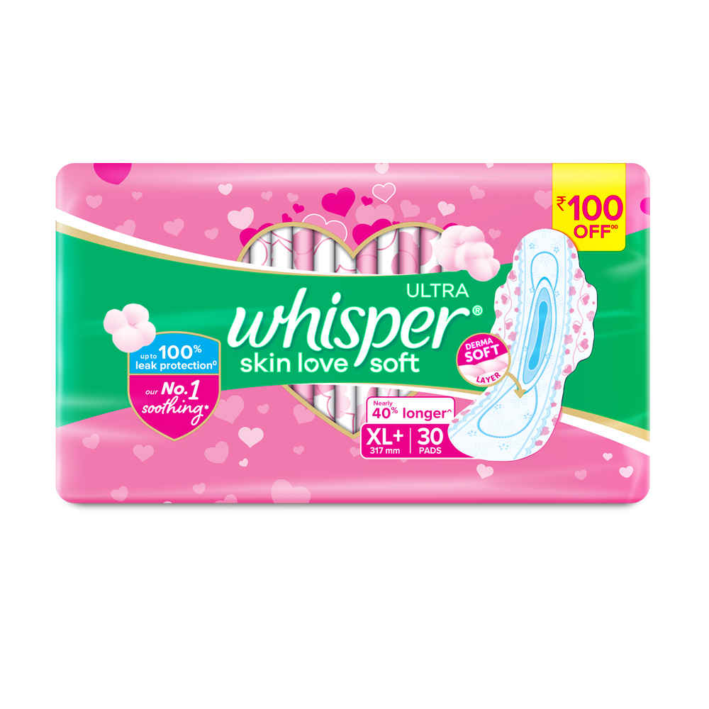Buy Whisper Ultra Soft Sanitary Pads - 30 Pieces (XL Plus) - Purplle