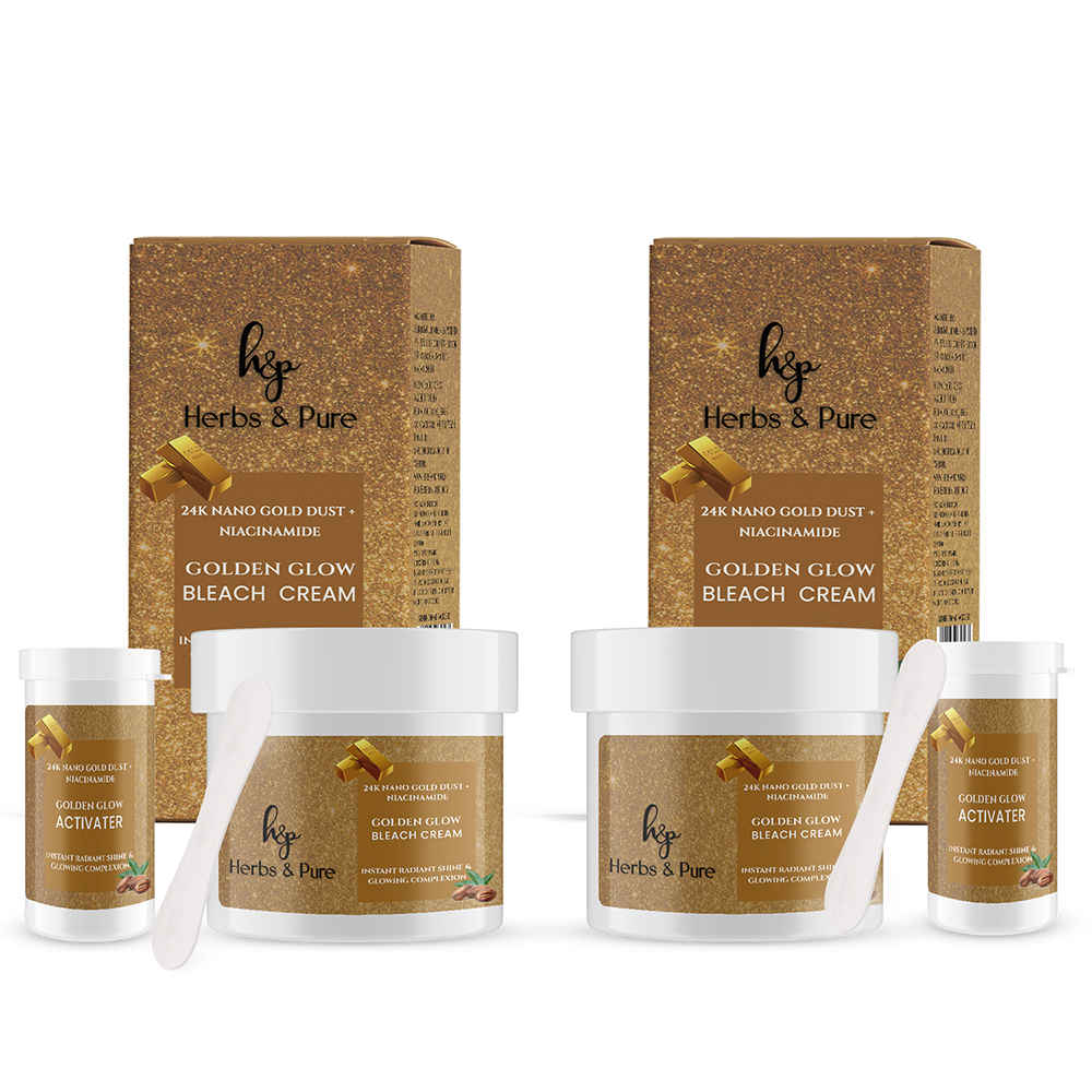 Buy Herbs & Pure Golden Glow Bleach Cream with 24K Nano Gold Dust & Niacinamide for Anti-aging and Instant Shine, No Parabens or sulphates, | Unisex All Skin Type , 43 gm of Each, Pack of 2 - Purplle