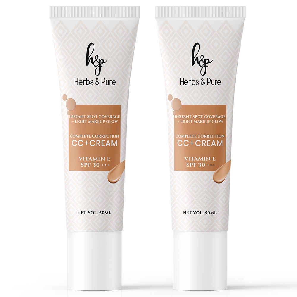 Buy Herbs & Pure CC+ Cream SPF30PA+++ with Vitamin E|Instant Spot Coverage, Light Makeup Glow|Tinted moisturizer|Lightweight|Natural Coverage|long lasting|Evens Skin Tone, 50 ml, Pack of 2 - Purplle