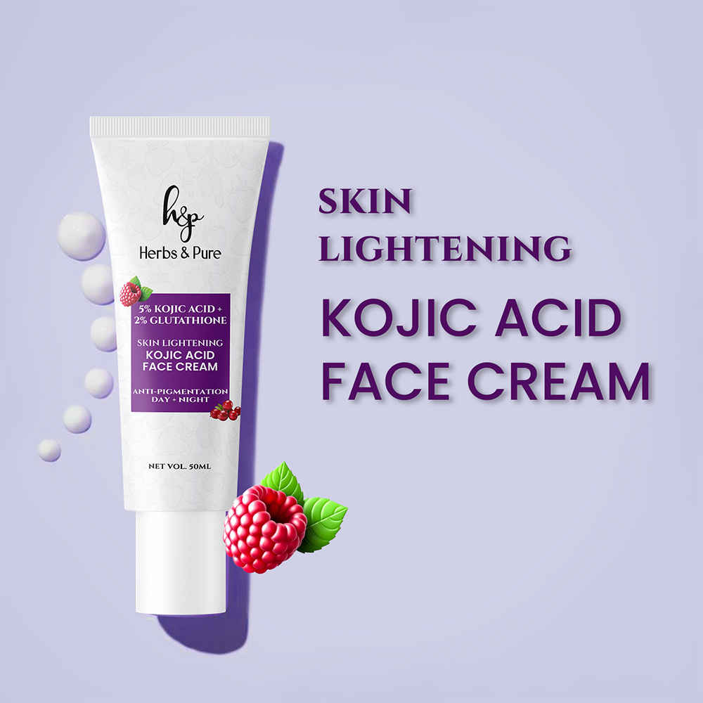 Buy Herbs & Pure Skin Lightening 5% Kojic 2% and Glutathione Anti-Pigmentation Face Cream 50 ml|Matt Finish, Sweat Resistant|Uneven Skin Tone | Pack of 2 - Purplle
