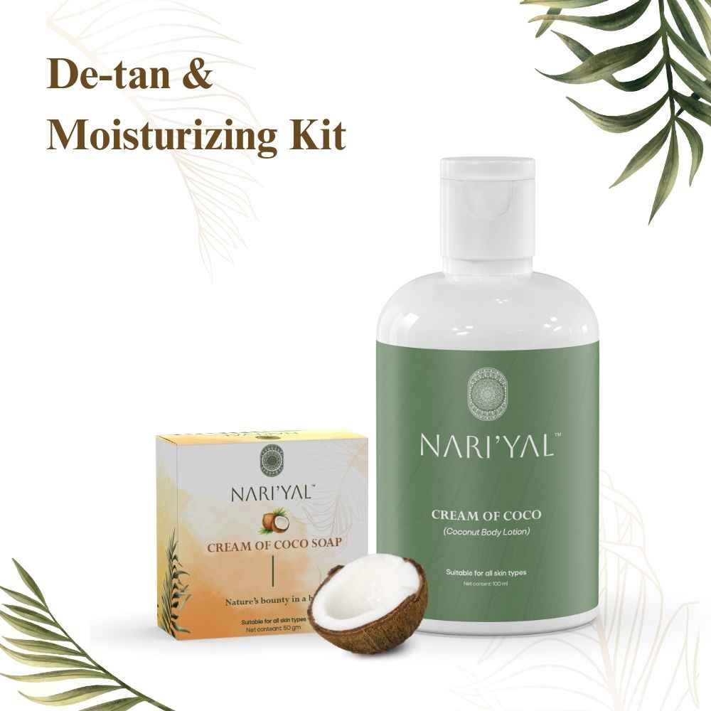 Buy NARI'YAL Cream Of Coco Body Lotion Infused with Coconut Oil & Cream Of Coco Soap with De-Tan Properties 150 ml - Purplle