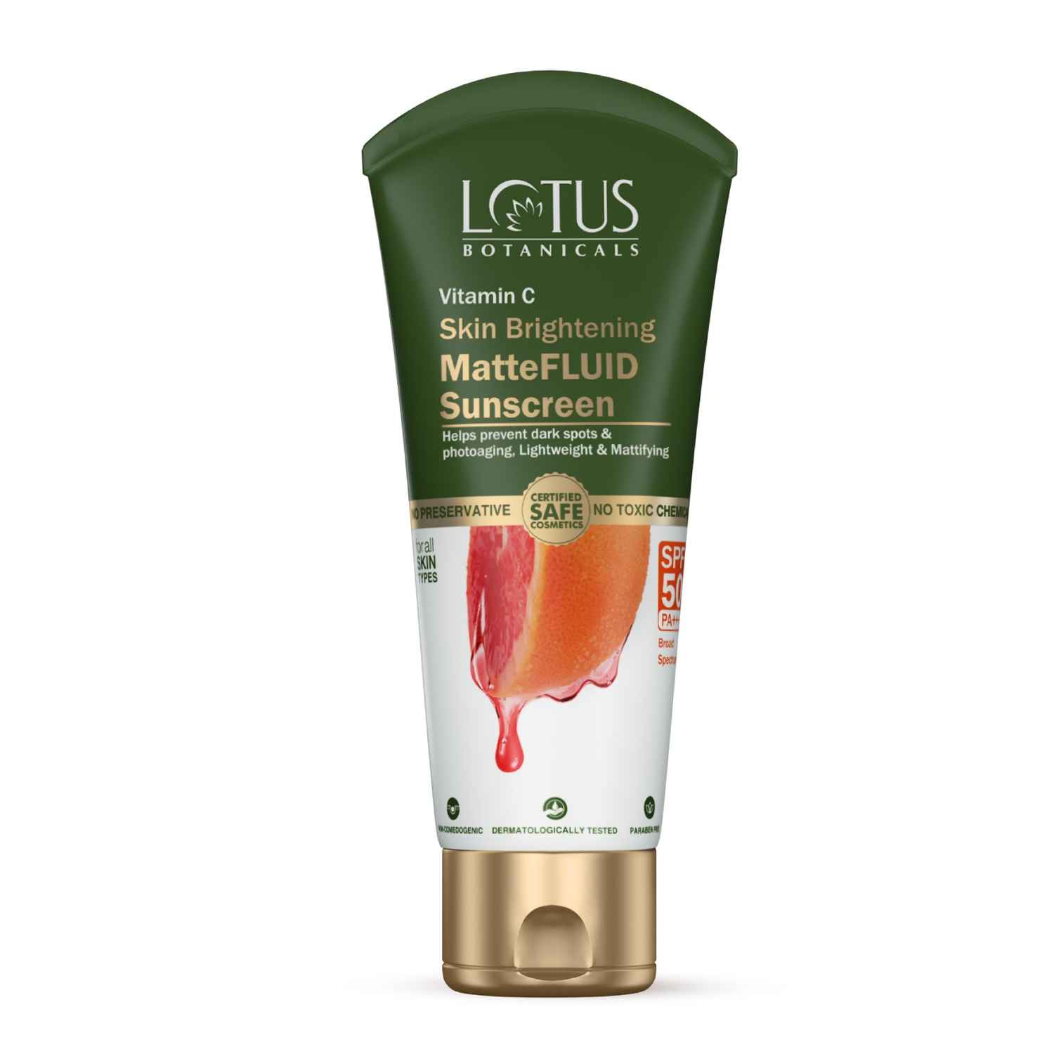 Buy Lotus Botanicals Vitamin C Matte Fluid Sunscreen | Sun Protect & Skin Brightening | SPF 50 | PA+++ | 300x Vitamin C | For All Skin Types | 75 gm - Purplle
