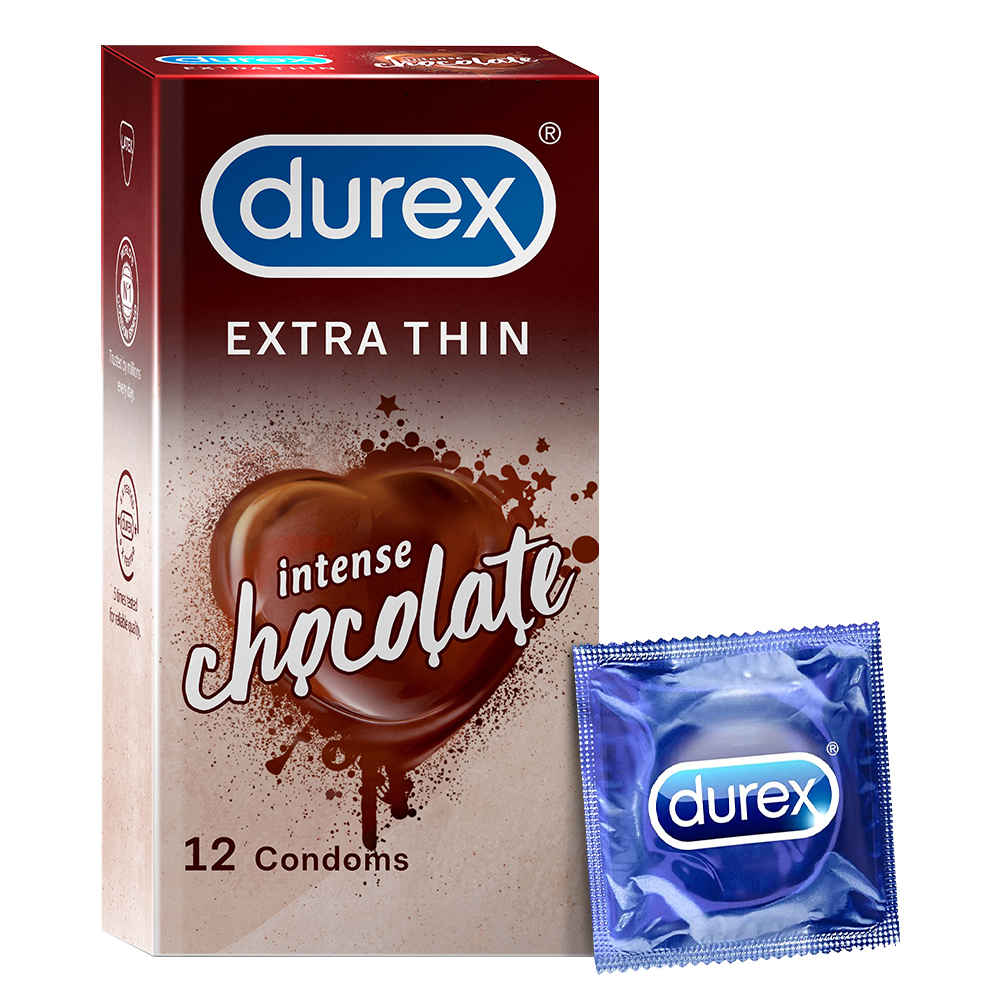 Buy Durex Extra Thin Chocolate Flavoured Condoms For Men - 12 Count - 12 pc - Purplle