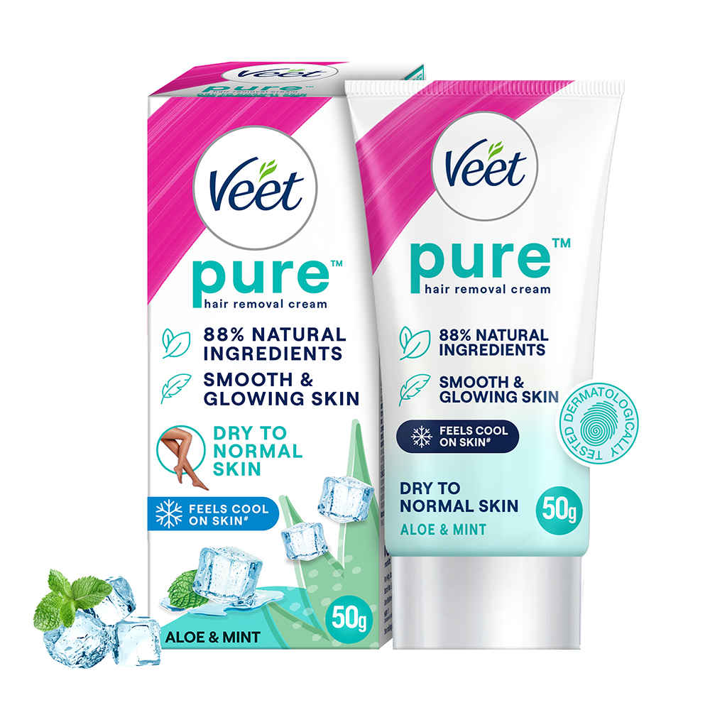 Buy Veet Pure Hair Removal Cream Cool (Dry Skin) 50 gm - Purplle