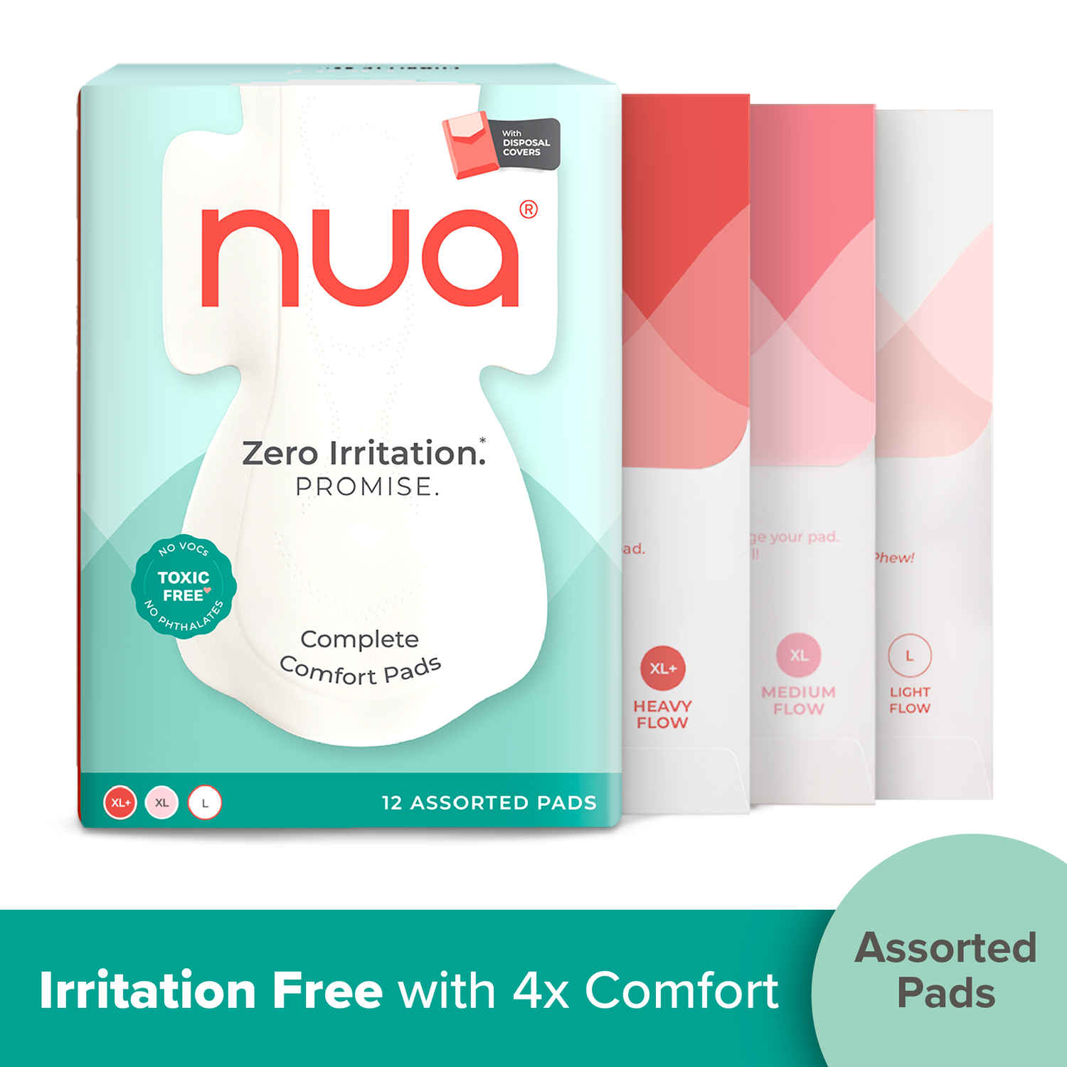 Buy Nua Complete Comfort Assorted Pads (with Disposal Covers), 12 pcs - Purplle