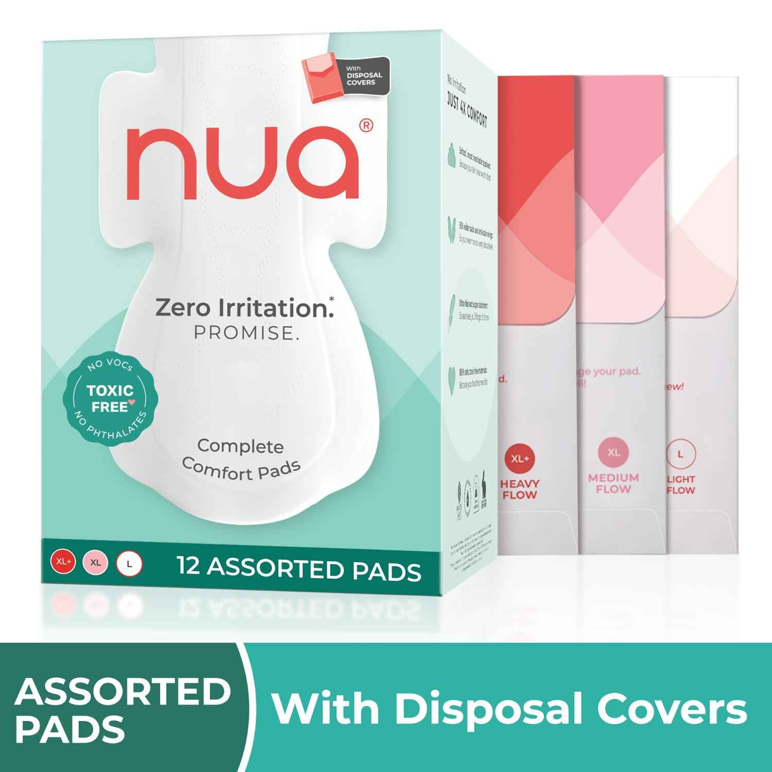 Buy Nua Complete Comfort Assorted Pads (with Disposal Covers), 12 pcs - Purplle