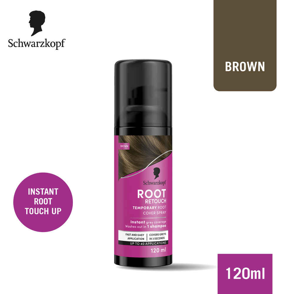Buy Schwarzkopf Root Retouch Instant Grey Hair Concealer Spray Sweat And Rain Resistant - Brown, 120 ml - Purplle