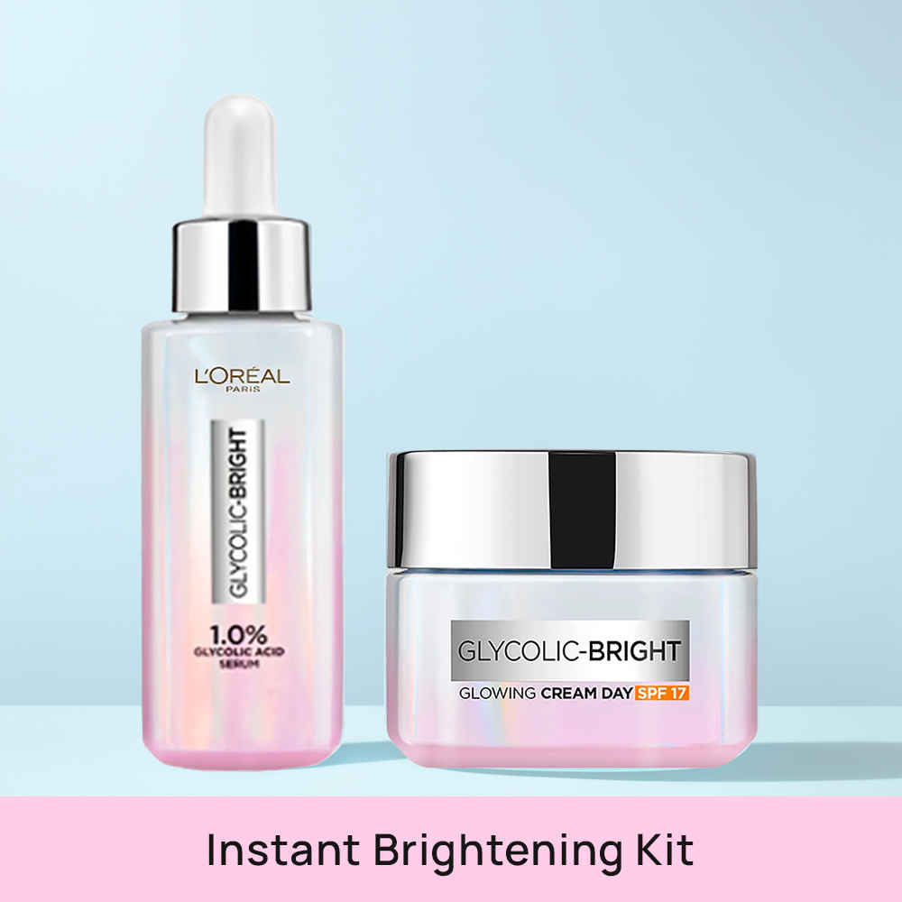 Buy L'Oreal Paris Glycolic Bright Day Cream with SPF 17 15 ml + L'Oreal Paris Glycolic Bright Instant Glowing Serum 15 ml - Purplle