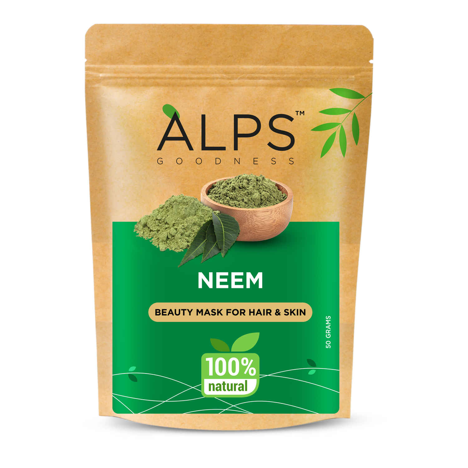 Buy Alps Goodness Powder - Neem (50 gm) | 100% Natural Powder | No Chemicals, No Preservatives, No Pesticides | Face Mask for Acne | Acne Treatment | Dandruff Treatment - Purplle