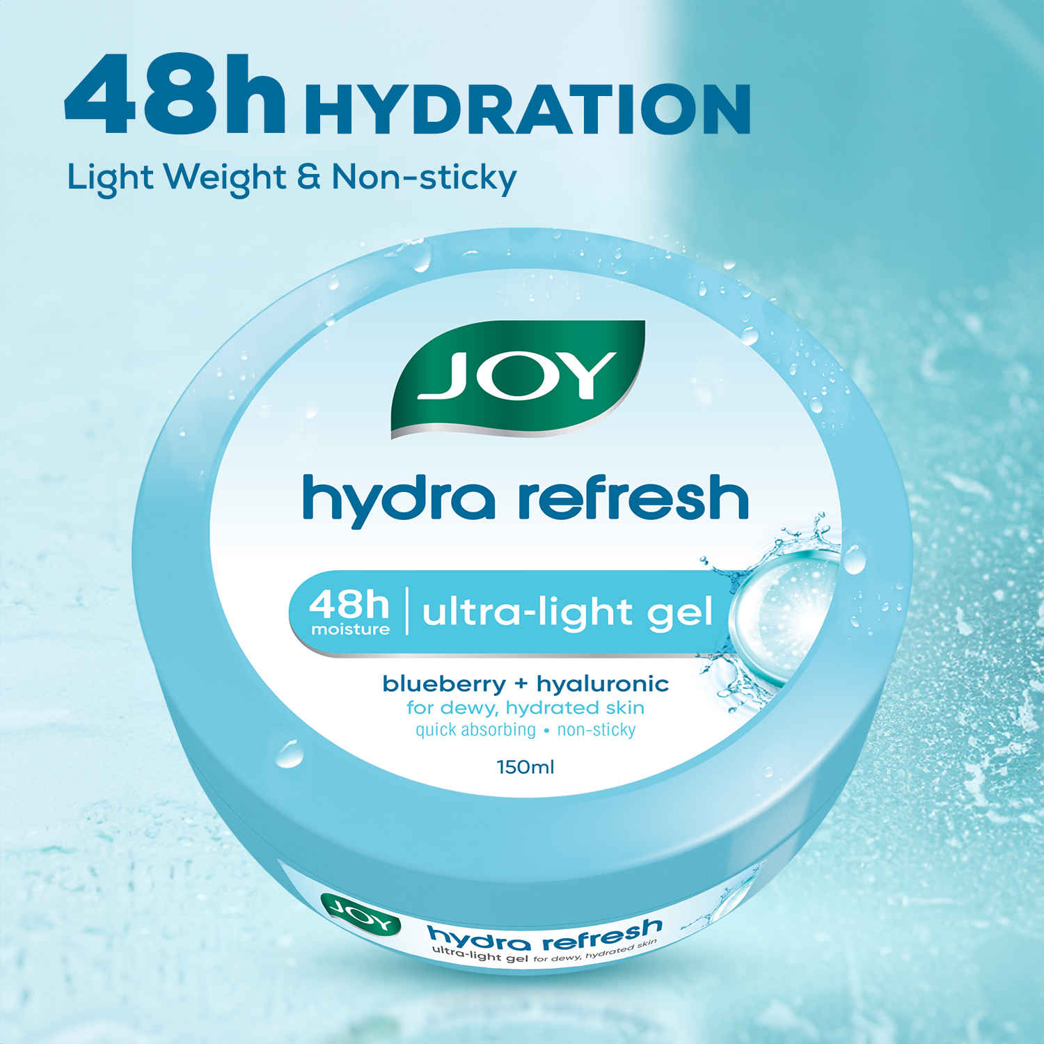 Buy Joy Hydra Refresh Ultra Light Gel, Zero-Oil Moisturiser 150 ml - Non Sticky & Lightweight Face Cream for Oily Skin for 48hr Moisturization - Purplle