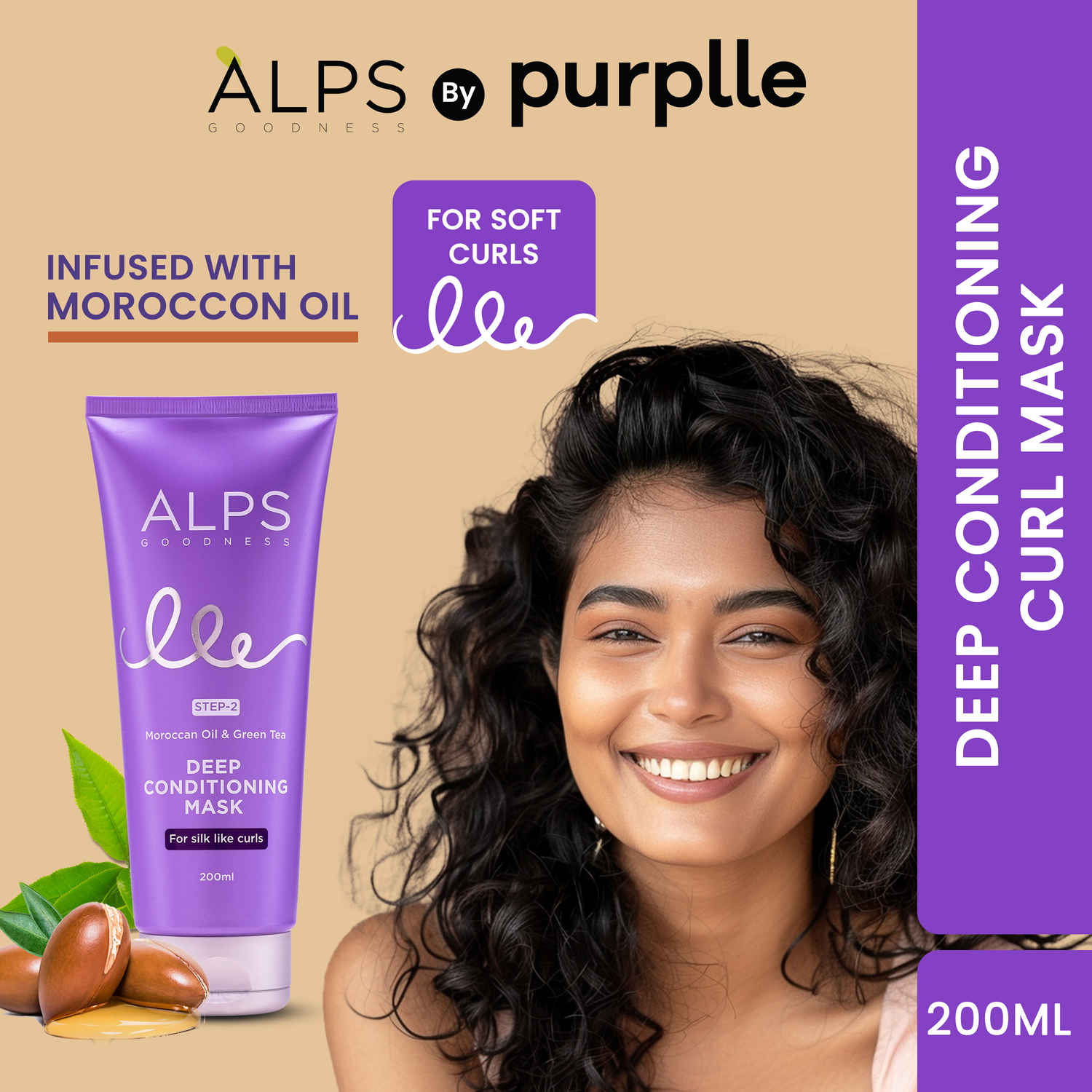 Buy Alps Goodness Deep Conditioning Curl Mask with Moroccan Oil & Green Tea 200 ml | Soft & SilkyA Curls | Moisture Lock | Perfect CurlsA - Purplle