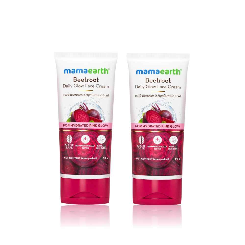 Buy Mamaearth Beetroot Daily Glow Face Cream With Beetroot & Hyaluronic Acid - 80 gm | Gives Hydrated Pink Glow | Gives Instant Brightening Effect | Lightweight & Non-Greasy | Natural Glow | For All Skin Types - Pack of 2 - Purplle