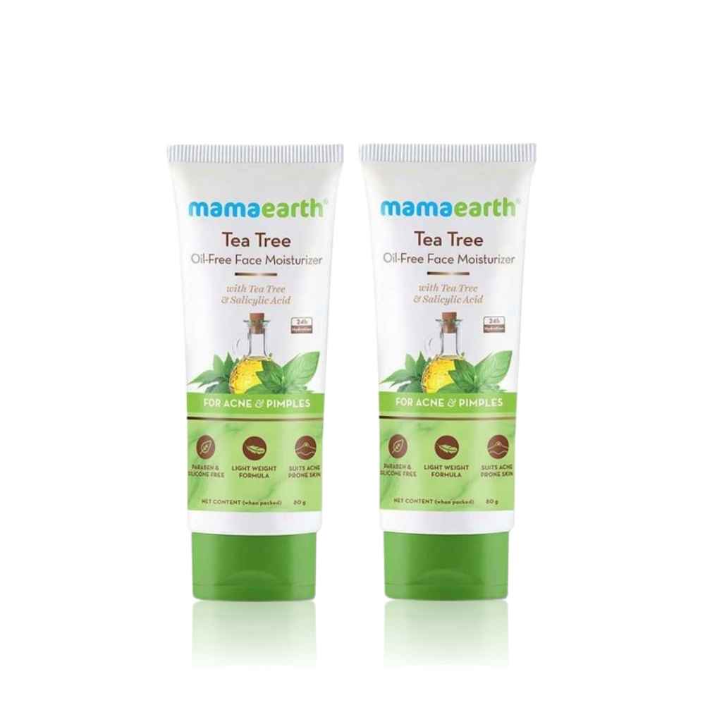 Buy Mamaearth Tea Tree Oil-Free Face Moisturizer with Tea Tree and Salicylic Acid for Acne and Pimples - 80 ml - Pack of 2 - Purplle