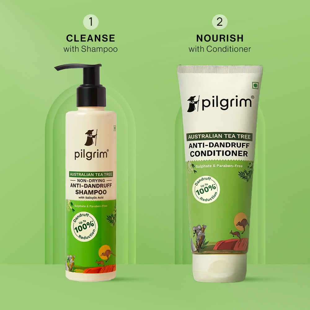 Buy Pilgrim Australian Tea Tree Anti-Dandruff Shampoo & Conditioner Combo of 2 for Dandruff Control & Itchy Scalp| Pack of 2 (200 ml Each) Haircare kit - Purplle