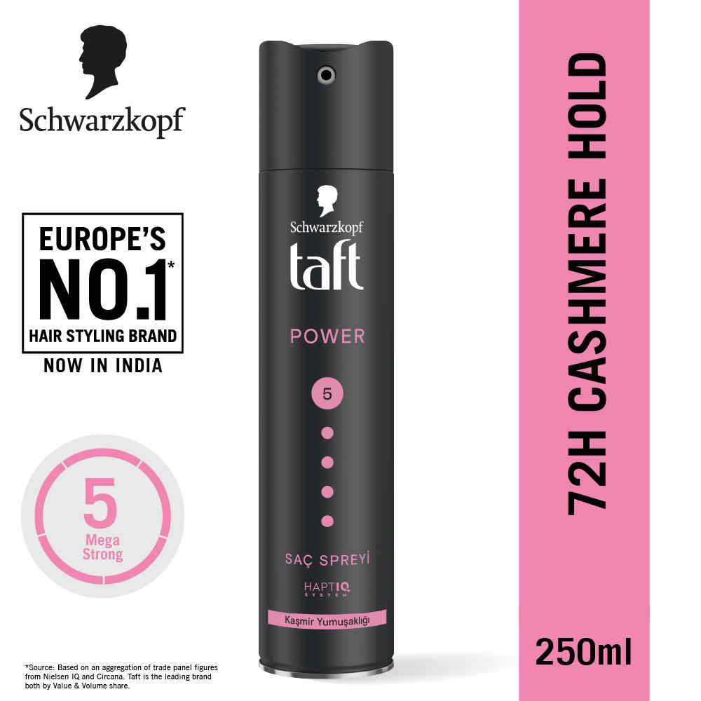 Buy Schwarzkopf TAFT Power Hold 5 Hair Spray for Heat Protection, Gives Cashmere like Softness - 250 ml - Purplle