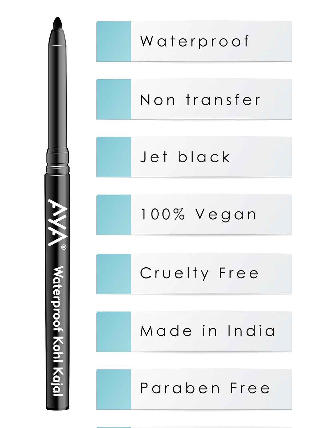 Buy AYA Eye Make up Combo of 2 - 24 Hrs Long Lasting & Waterproof Eyeliner Metallic Blue (5 ml) + Waterproof Kohl Kajal Jet Black (0.28 gm) - Purplle