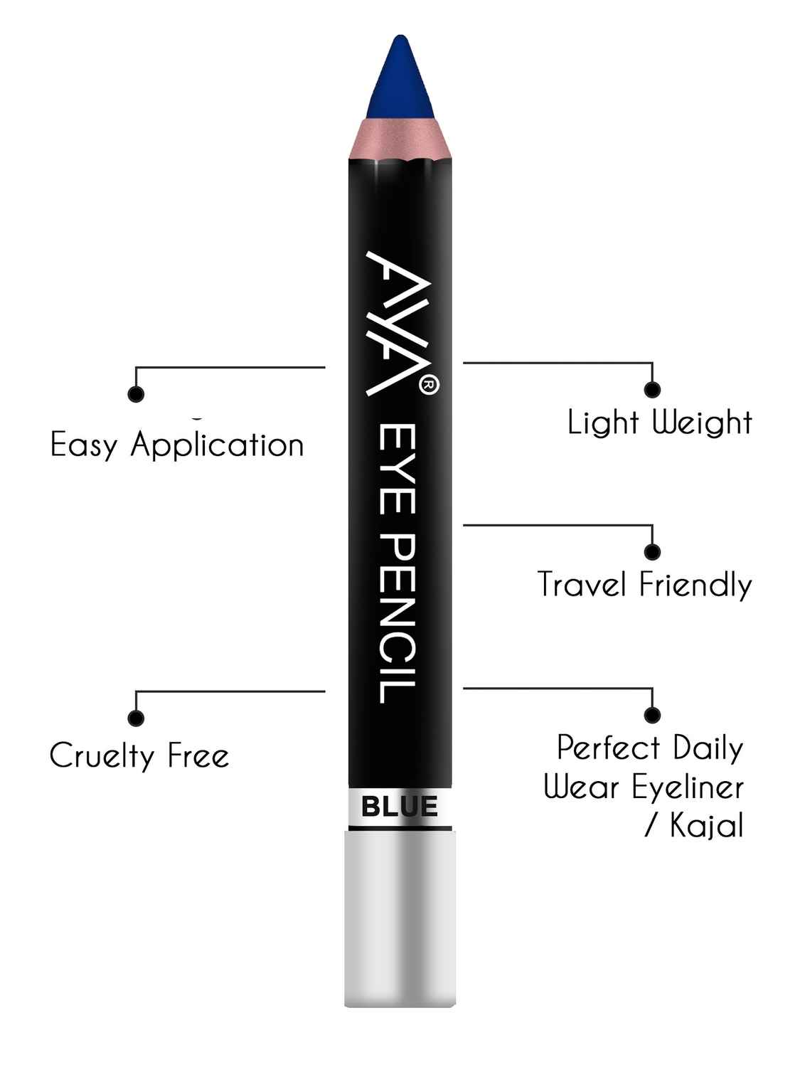 Buy AYA Eye Make up Combo of 2 - Eye Kajal Pencil Blue, 2.8 gm + Waterproof Eyeliner Blue, 5 ml - Purplle